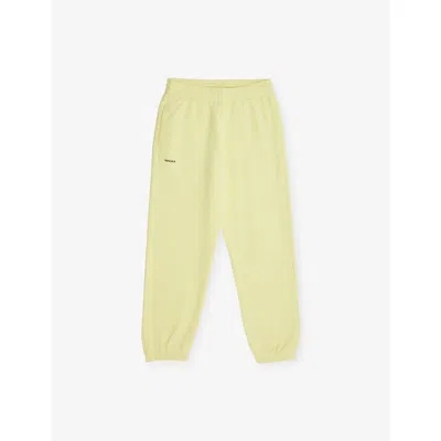 Pangaia Kids' Soft Lime Logo-print Elasticated-cuffs Cotton Jogging Bottoms 3-12 In Purple