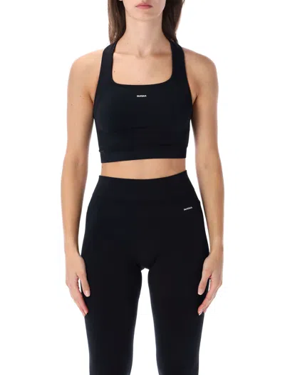 Pangaia Square-neck Racerback Crop Top In Nero