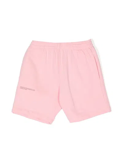 Pangaia Kids' Text-print Cotton Track Shorts In 粉色