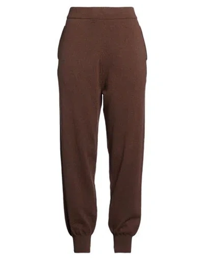 Pangaia Woman Pants Chocolate Brown Size M Recycled Cashmere, Cashmere, Wool