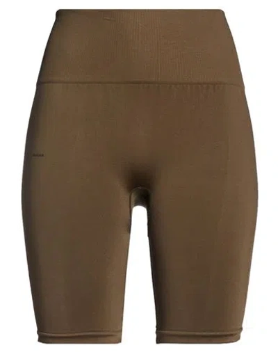 Pangaia Woman Shorts & Bermuda Shorts Military Green Size Xxl Organic Cotton In Brown