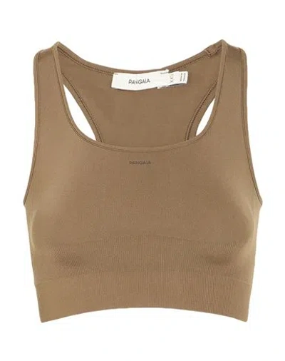 Pangaia Woman Top Khaki Size Xs Bio Polyamide, Creora Eco-soft In Brown
