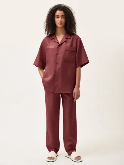 Pangaia Women's Dna Linen Trousers — Garnet Red