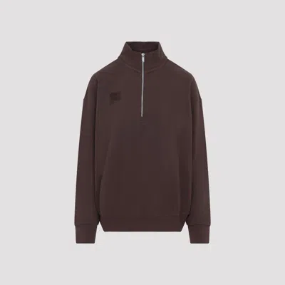 Pangaia Cotton Oversized Half Zip Sweatshirt In Brown
