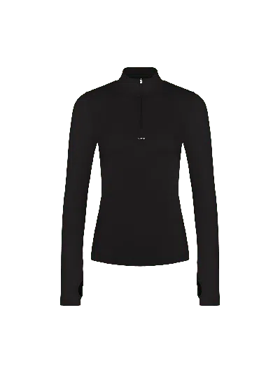 Pangaia Womens 99% Bio-based Zipped Long Sleeve Top—black