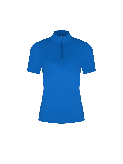 Pangaia Womens 99% Bio-based Zipped Short Sleeve Top—gaia Blue