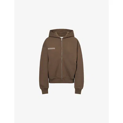 Pangaia Womens Cacoa Brown Dna Zipped Cotton-jersey Hoody