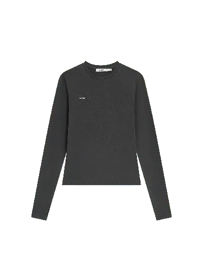 Pangaia Womens Cotton-stretch Long-sleeved Top—smoked Black