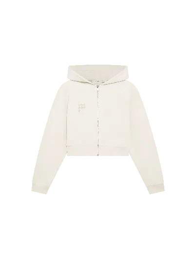 Pangaia Womens Cropped Zip Up Soft Organic Cotton Hoodie—bone White In Neutral