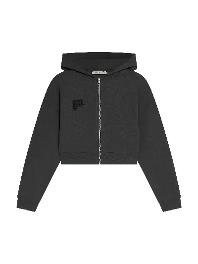Pangaia Cotton Cropped Oversized Zip Up Hoodie In Black