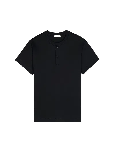 Pangaia Womens Dna Henley T-shirt—black In Blue