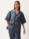 Pangaia Womens Dna Linen Camp Collar Shirt In Atmosphere Grey