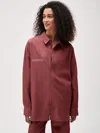 Pangaia Womens Dna Linen Collared Long Sleeve Shirt In Garnet Red