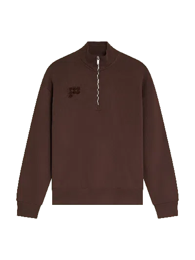 Pangaia Cotton Oversized Half Zip Sweatshirt In Brown