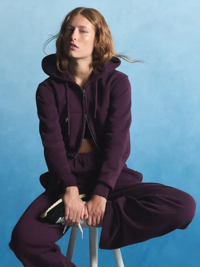 Pangaia Womens Heavyweight Cropped Hoodie And Midweight Straight Leg Logo Track Pants Set In Purple