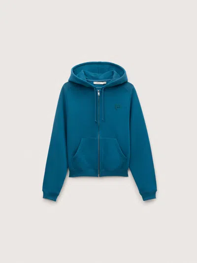 Pangaia Womens Heavyweight Drawstring Zip Up Hoodie In Blue