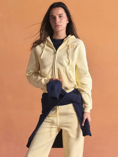 Pangaia Womens Heavyweight Drawstring Zip Up Hoodie In Yellow