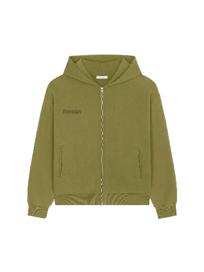 Pangaia Womens Heavyweight Zipped Soft Organic Cotton Hoodie—highland Green