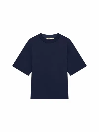Pangaia Womens Interlock Oversized T-shirt—granite Navy In Blue
