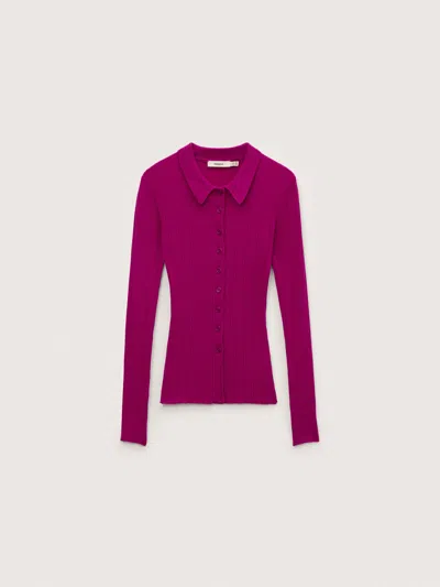 Pangaia Womens Merino Wool Button Up Top In Festival Fuchsia