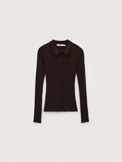 Pangaia Womens Merino Wool Button Up Top In Obsidian Core
