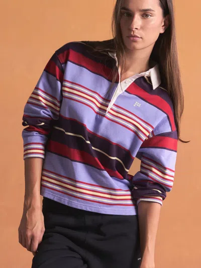 Pangaia Womens Striped Rugby Polo Shirt In Lavender Haze Stripe