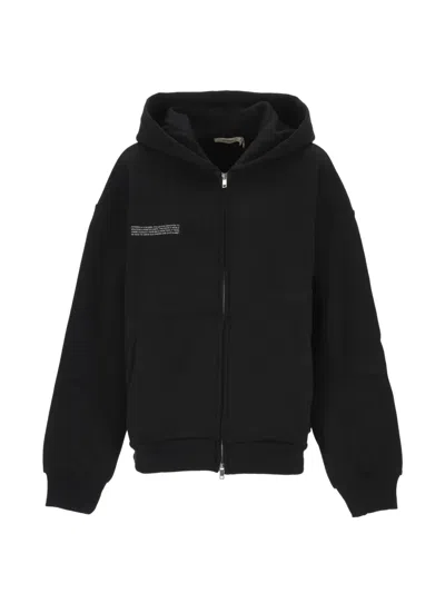 Pangaia Zip Front Hood Sweater In Black