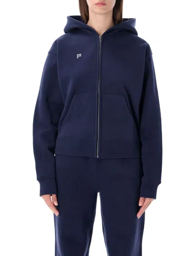 Pangaia Zip-up Hooded Sweatshirt In Ocean Navy