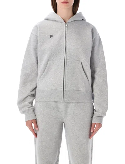 Pangaia Zip-up Hoodie With Pouch Pockets In Grey Marl