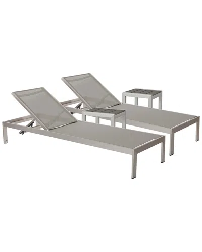 Pangea Home 2 Sally Lounger & 2 Side Table In Gray
