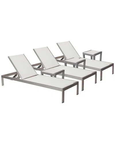 Pangea Home 3 Sally Lounger & 3 Side Table In White