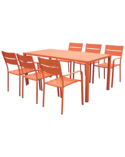 Pangea Home 7pc South Beach Dining Set In Orange