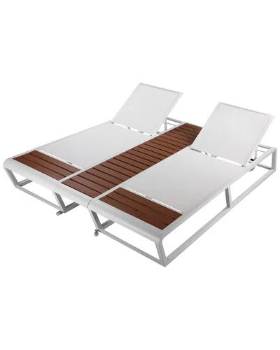 Pangea Home Avra Double Outdoor Lounger In White