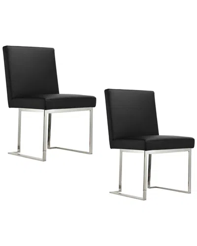 Pangea Home Dexter Side Chair Black Pu (set Of 2)