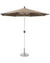 Pangea Home Ella Umbrella And Base, White Pole Grey Fabric In White