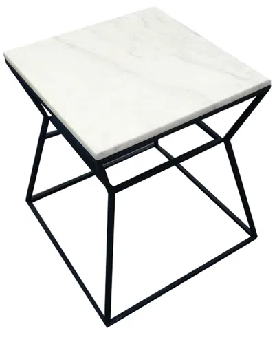 Pangea Home Geo Side Table Frame With Marbel Top In White