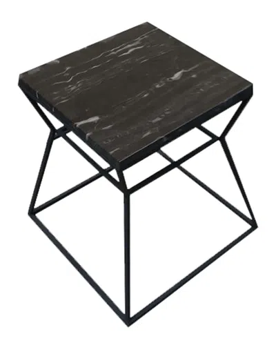 Pangea Home Geo Side Table Frame With Marbel Top In Black
