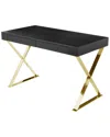 Pangea Home Gold Alexa Desk In Black