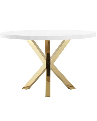 Pangea Home Gold Remi Dining Table In White