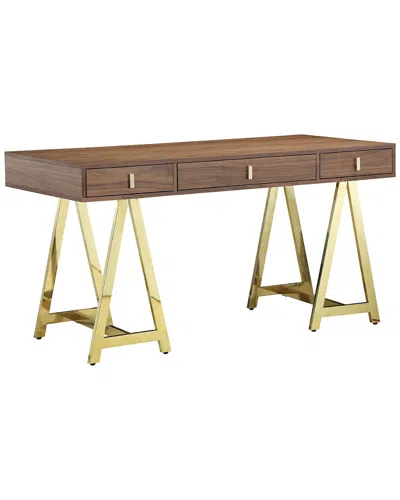 Pangea Home Gold Riley Desk In Brown