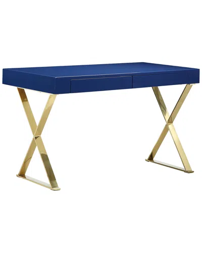 Pangea Home Gold X-leg Desk In Blue