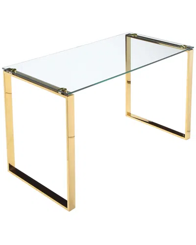 Pangea Home Helen Desk Polished Gold In Multi