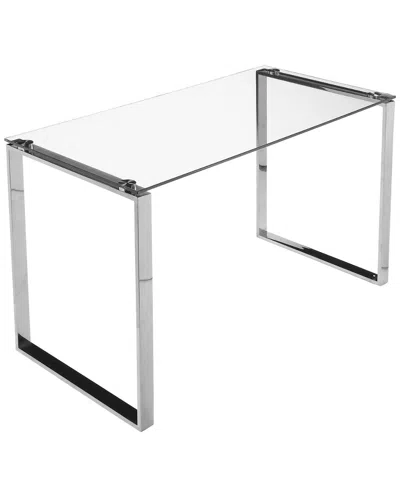 Pangea Home Helen Desk Polished Steel In Multi