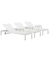 Pangea Home Indoor/outdoor 3 Joseph Loungers & 3 Side Tables In White