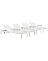 Pangea Home Indoor/outdoor 4 Joseph Loungers & 4 Side Tables In White