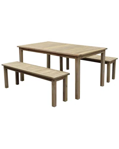 Pangea Home Indoor/outdoor Agua 3pc Dining Bench Set In Brown