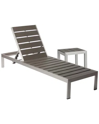 Pangea Home Indoor/outdoor Joseph Lounger & Side Table In Gray