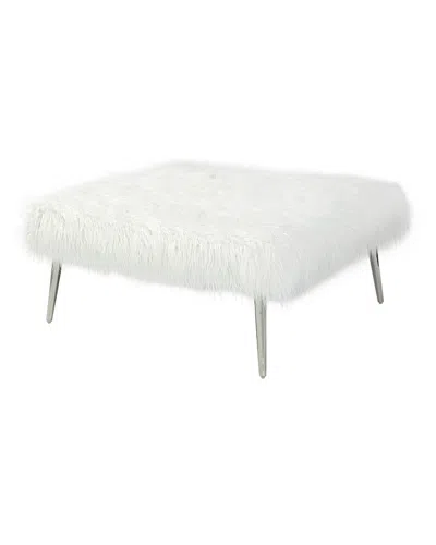 Pangea Home Lammy 36in Square Ottoman In White