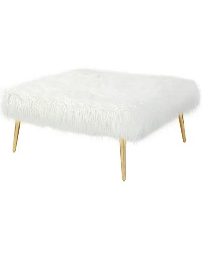 Pangea Home Lammy Square Ottoman In White