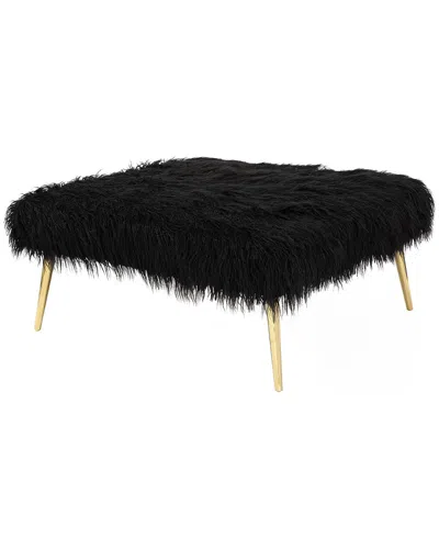 Pangea Home Lammy Square Ottoman In Black